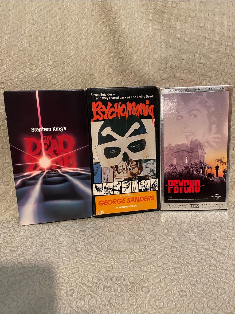 Lot of 3 Horror VHS Tapes Dead Zone, Psycho, Psychomania